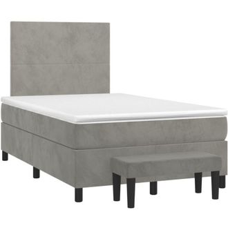 vidaXL Vidaxl - Cama Box Spring Con Colch&oacute;n Terciopelo Gris Claro 120x190 Cm