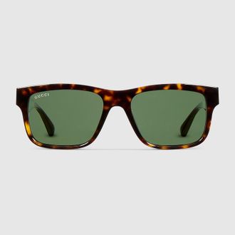 Gucci Rectangular Frame Sunglasses, Green