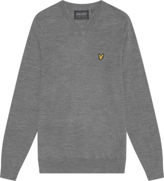 Lyle & Scott Truien & Vesten, Heren, Grijs, XS, Wol, Merino Blend V-hals Pullover