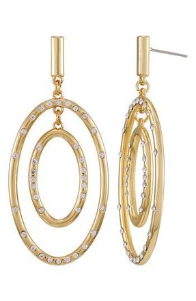 Vince Camuto Pavé Crystal Oval Drop Earrings in Gold Tone at Nordstrom Rack