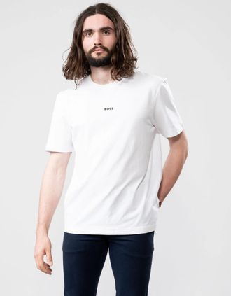 HUGO BOSS Mens BOSS Orange TChup Mens Crew Neck Small Logo T-Shirt NOS - White 100 - Size: 42