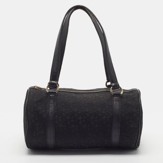 DKNY Dkny Black Monogram Jacquard Canvas Boston Bag