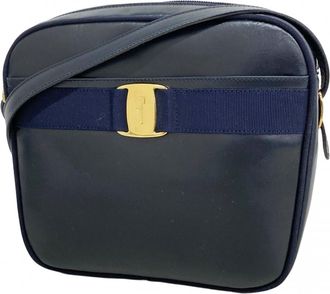 Ferragamo Navy Leather Shoulder Bag (Pre-Owned)