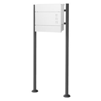 ECD Germany Buz&oacute;n de correos 37x10,5x36,5cm blanco y 2 soportes antracita 120cm