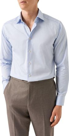 Eton Slim Fit Solid Cotton Dress Shirt in Light Blue at Nordstrom, Size 14.5