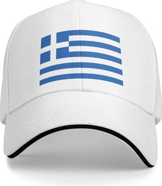 Generic Greece Hat Greece Flag Baseball Cap Greek Hat for Women Men Trucker Hat Dad Hat Adjustable Hat, White, One size