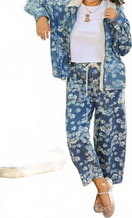 Entro Daylight Floral Jacket In Light Wash Denim Blue