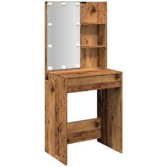 vidaXL Tocador con luces led madera envejecida 60x40x140 cm Vidaxl