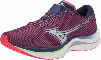 Mizuno Womens Wave Rebellion Running Shoe In Diva Pink-Indigo White