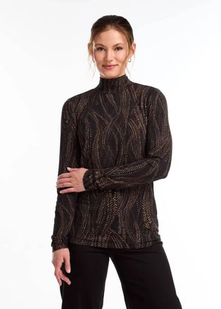 FDJ Mockneck Long Sleeve Tee In Trellis Print