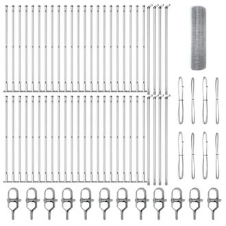 Berkfield Home Welded Wire Fence with 13 Flanged Posts 0.5x100 m Galvanised Steel in Silver