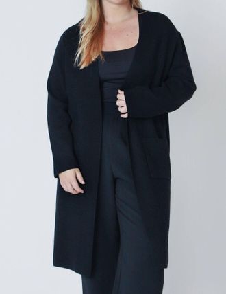 Dex Clothing Longline Open Cardigan - Plus In Black