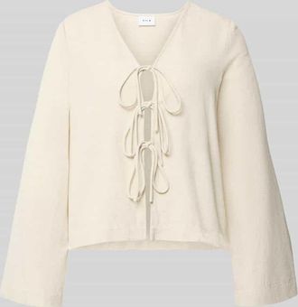 Vila Blusenshirt aus Viskose-Mix mit Schn&uuml;rung in Taupe, Gr&ouml;&szlig;e 34