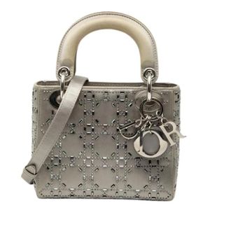 Dior Pre-owned Lady Dior Mini Bag - Dames - Vintage Mini Tas - Grijs - ONE Size - Satijn - Vintage