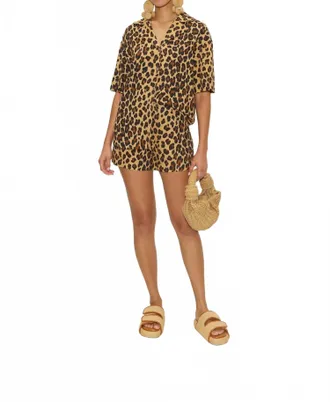 Simon Miller Bia Linen Camp Shirt In Cheetah