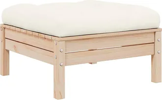 vidaXL Taburete De Jard&iacute;n Con Coj&iacute;n Crema Madera Maciza De Pino Vidaxl