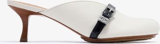 Ganni White Sue Heeled Mules in