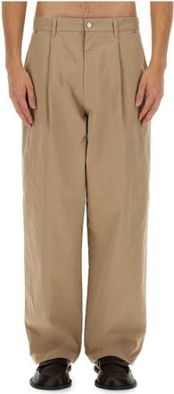 Moschino Broek met wijde pijpen en plooien - Heren - Wijde Broeken - Beige - L - Katoen - Broeken