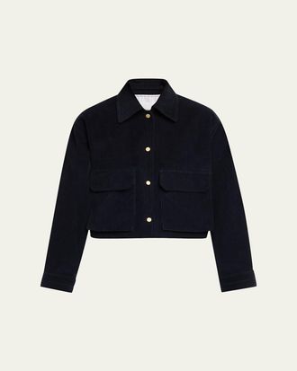 Maria McManus Cropped Snap-Front Velvet Jacket