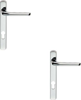 Loops 2x Straight Lever Door Handle on Lock Backplate Polished Chrome 208mm X 26mm