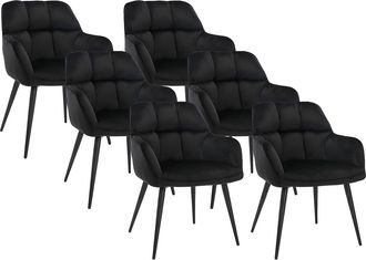 Pascal Morabito Conjunto de 6 sillas PEGA - Con reposabrazos - Terciopelo y metal - Negro
