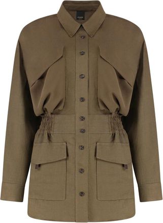 Pinko Oramai Over Shirt - Dames - Zomerjassen - Groen - S - Polyester - Jassen