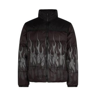 Vision Of Super Zwarte Vlammen Puffy Jas - Heren - Gewatteerde jassen - Zwart - M - Polyester - Jassen