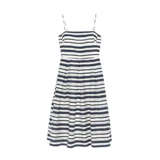 Ralph Lauren Short Dresses, female, Blue, Size: 2XS Striped Midi Dress