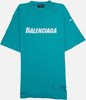 Balenciaga Mens Balenciaga Balenciaga Caps Rip T-shirt Turquoise - Blue/Green - Size: 36