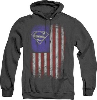 Gildan Superman Old Glory Shield Adult Heather Hoodie / Hooded Sweatshirt