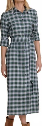 Southern Tide Trista Gordan Tartan Shirt Dress In Blue