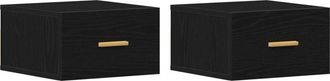 vidaXL Vidaxl - Wall-mounted Bedside Cabinet 2 pcs Black oak 35 x 35 x 20 cm