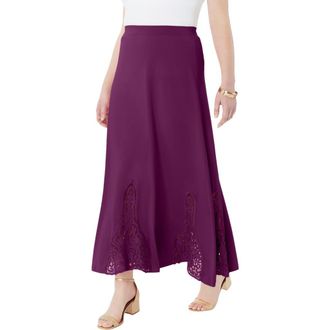 Roaman's Ultrasmooth Fabric Lace Maxi Skirt in Dark Berry at Nordstrom, Size 40