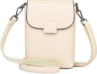 Generic Small Phone Bag Flap Shoulder Bags, Compatible For Women Soft Leather Solid Color Purse Ladies Crossbody Commuting(Beige)