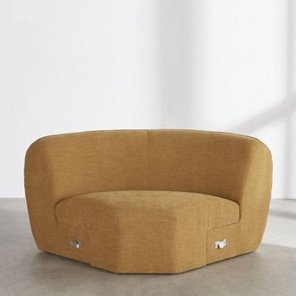 Maisons du monde M&oacute;dulo de esquina para sof&aacute; modular de tejido de poli&eacute;ster efecto lino ocre