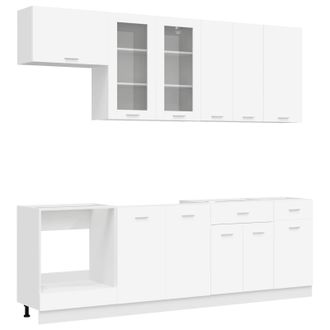 vidaXL Unidad De Cocina Lyon 8 Uds. Blanco Madera De Ingenier&iacute;a Vidaxl
