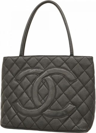 Chanel Black Grained Calfskin Tote Bag (Pre-Owned)