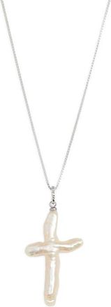 CHILD OF WILD Esther Freshwater Pearl Cross Pendant Necklace in Silver at Nordstrom