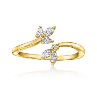 RS Pure by Ross-Simons Multi-Shaped Lab-Grown Diamond Bypass Ring in 18kt Gold Over Sterling