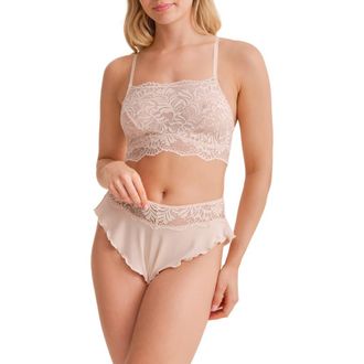Fleur't Purely Yours Lace Bralette & Boyshorts Set in Champagne at Nordstrom, Size X-Small