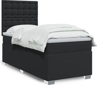 vidaXL Vidaxl - Cama Box Spring Con Colch&oacute;n Cuero Sint&eacute;tico Negro 90x190 Cm