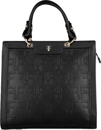 Fracomina Zwarte Schoudertas met Logo - Dames - Shoppers - Zwart - ONE Size - Leer - Tassen