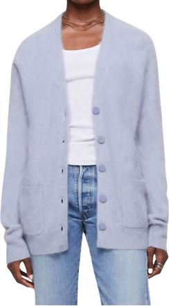 Re/Done Brushed Cashmere Cardigan In Stone Blue