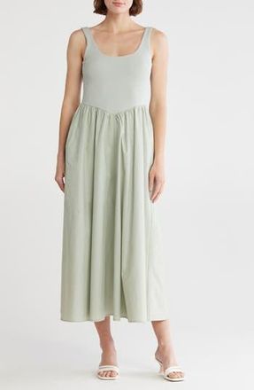 Melrose and Market Mixed Media Tank Dress in Green Sage at Nordstrom Rack, Size X-Large