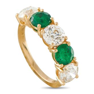 Luxury Bazaar 18K Yellow Gold 2.10ct Diamond and Emerald 5-Stone Ring MF16-062226