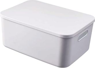 OEM Caja De Almacenamiento De Pl&aacute;stico Apilable, 1 Pieza, Caja De Almacenamiento Multifuncional Con Tapa, Caja De Almacenamiento Con Asa, Blanca, Ligera
