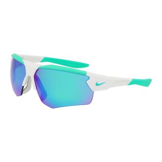 Nike Sunglasses Shield Semi Rim, Matte Light Silver Frame And Green Lens Cloakduoev24036907