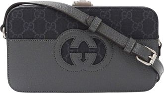 Gucci Black Gray Gg Supreme Canvas Shoulder Bag (Pre-Owned)