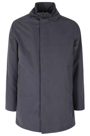 People of Shibuya Dark Blue Coated Microfiber Bib Trench Coat