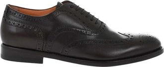 Santoni Brown Perforated Lace Ups Shoes